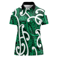 Aotearoa Maori Kowhaiwhai Women Polo Shirt Kakariki Puhoro and Patiki LT9 Female Green - Polynesian Pride