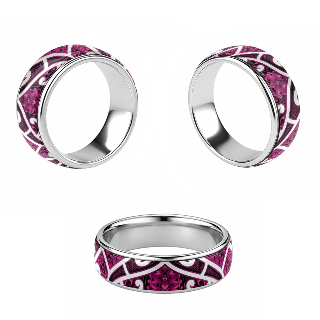 Aotearoa Maori Kowhaiwhai Classic Ring Mawhero Puhoro and Patiki