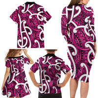 Aotearoa Maori Kowhaiwhai Family Matching Long Sleeve Bodycon Dress and Hawaiian Shirt Mawhero Puhoro and Patiki LT9 - Polynesian Pride