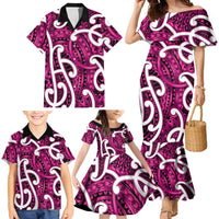 Aotearoa Maori Kowhaiwhai Family Matching Mermaid Dress and Hawaiian Shirt Mawhero Puhoro and Patiki LT9 - Polynesian Pride