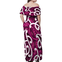 Aotearoa Maori Kowhaiwhai Family Matching Off Shoulder Maxi Dress and Hawaiian Shirt Mawhero Puhoro and Patiki LT9 - Polynesian Pride