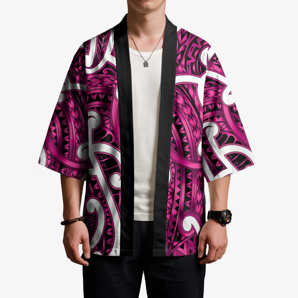 Aotearoa Maori Kowhaiwhai Kimono Mawhero Puhoro and Patiki