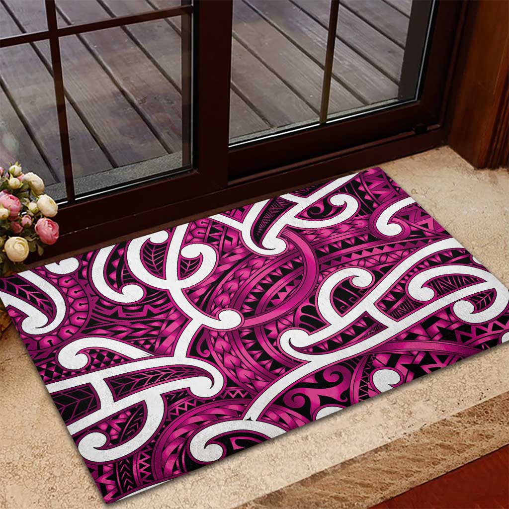 Aotearoa Maori Kowhaiwhai Rubber Doormat Mawhero Puhoro and Patiki