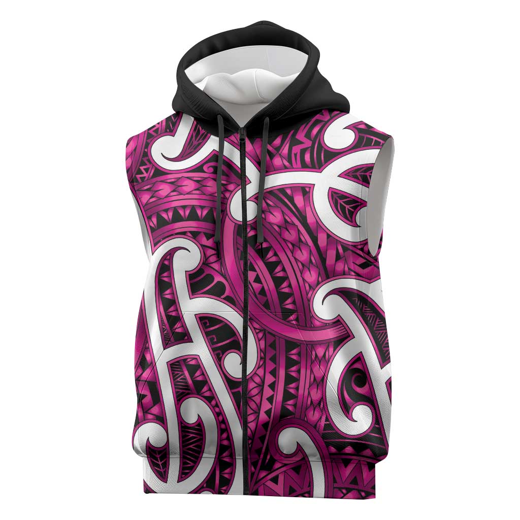 Aotearoa Maori Kowhaiwhai Sleeveless Zip Hoodie Mawhero Puhoro and Patiki