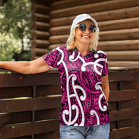 Aotearoa Maori Kowhaiwhai Women Polo Shirt Mawhero Puhoro and Patiki