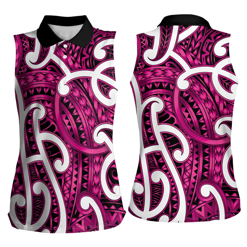 Aotearoa Maori Kowhaiwhai Women Sleeveless Polo Shirt Mawhero Puhoro and Patiki LT9 - Polynesian Pride