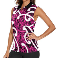 Aotearoa Maori Kowhaiwhai Women Sleeveless Polo Shirt Mawhero Puhoro and Patiki LT9 - Polynesian Pride