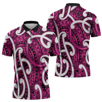 Aotearoa Maori Kowhaiwhai Zipper Polo Shirt Mawhero Puhoro and Patiki