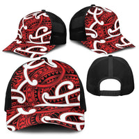 Aotearoa Maori Kowhaiwhai Baseball Net Cap Whero Puhoro and Patiki