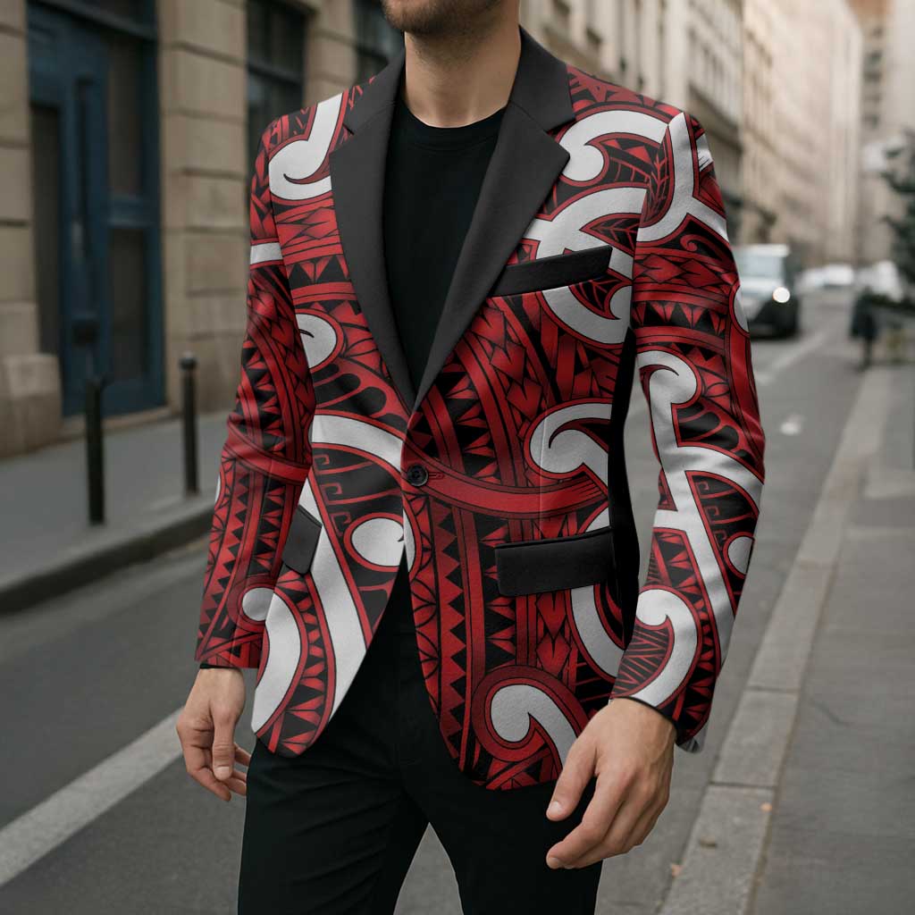 Aotearoa Maori Kowhaiwhai Blazer Whero Puhoro and Patiki