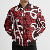 Aotearoa Maori Kowhaiwhai Bomber Puffer Jacket Whero Puhoro and Patiki