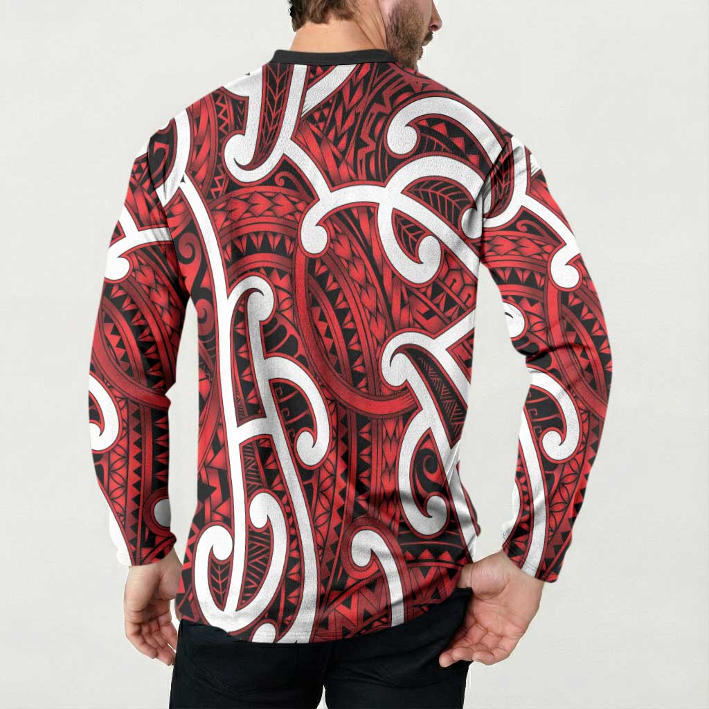 Aotearoa Maori Kowhaiwhai Button Sweatshirt Whero Puhoro and Patiki