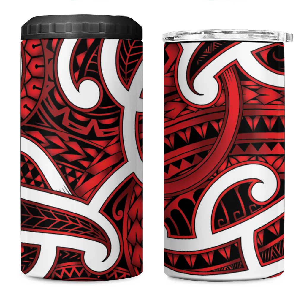 Aotearoa Maori Kowhaiwhai 4 in 1 Can Cooler Tumbler Whero Puhoro and Patiki
