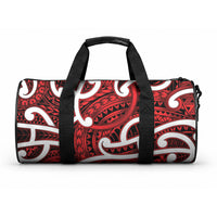 Aotearoa Maori Kowhaiwhai Duffle Bag Whero Puhoro and Patiki LT9 One size Red - Polynesian Pride