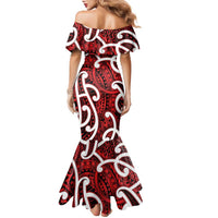 Aotearoa Maori Kowhaiwhai Family Matching Mermaid Dress and Hawaiian Shirt Whero Puhoro and Patiki LT9 - Polynesian Pride