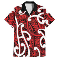 Aotearoa Maori Kowhaiwhai Family Matching Puletasi and Hawaiian Shirt Whero Puhoro and Patiki LT9 Dad's Shirt - Short Sleeve Red - Polynesian Pride