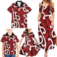 Aotearoa Maori Kowhaiwhai Family Matching Summer Maxi Dress and Hawaiian Shirt Whero Puhoro and Patiki LT9 - Polynesian Pride