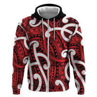 Aotearoa Maori Kowhaiwhai Hoodie Whero Puhoro and Patiki