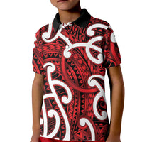Aotearoa Maori Kowhaiwhai Kid Polo Shirt Whero Puhoro and Patiki