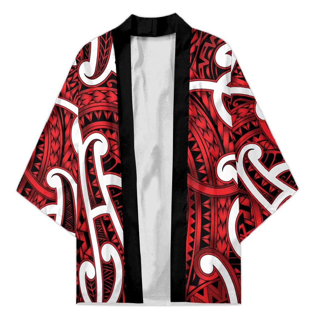 Aotearoa Maori Kowhaiwhai Kimono Whero Puhoro and Patiki