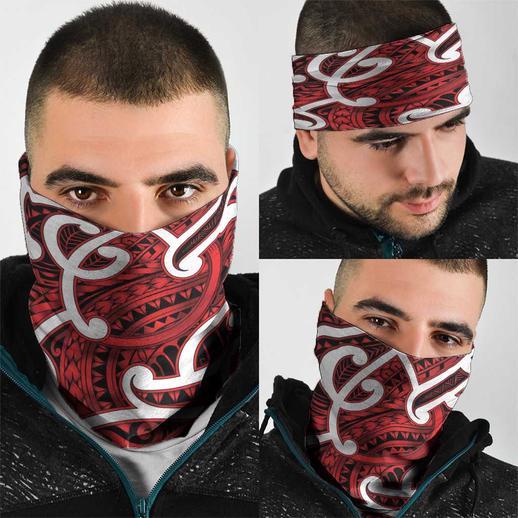 Aotearoa Maori Kowhaiwhai Neck Gaiter Whero Puhoro and Patiki
