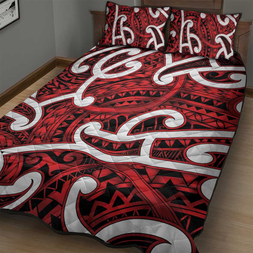 Aotearoa Maori Kowhaiwhai Quilt Bed Set Whero Puhoro and Patiki