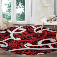 Aotearoa Maori Kowhaiwhai Round Carpet Whero Puhoro and Patiki