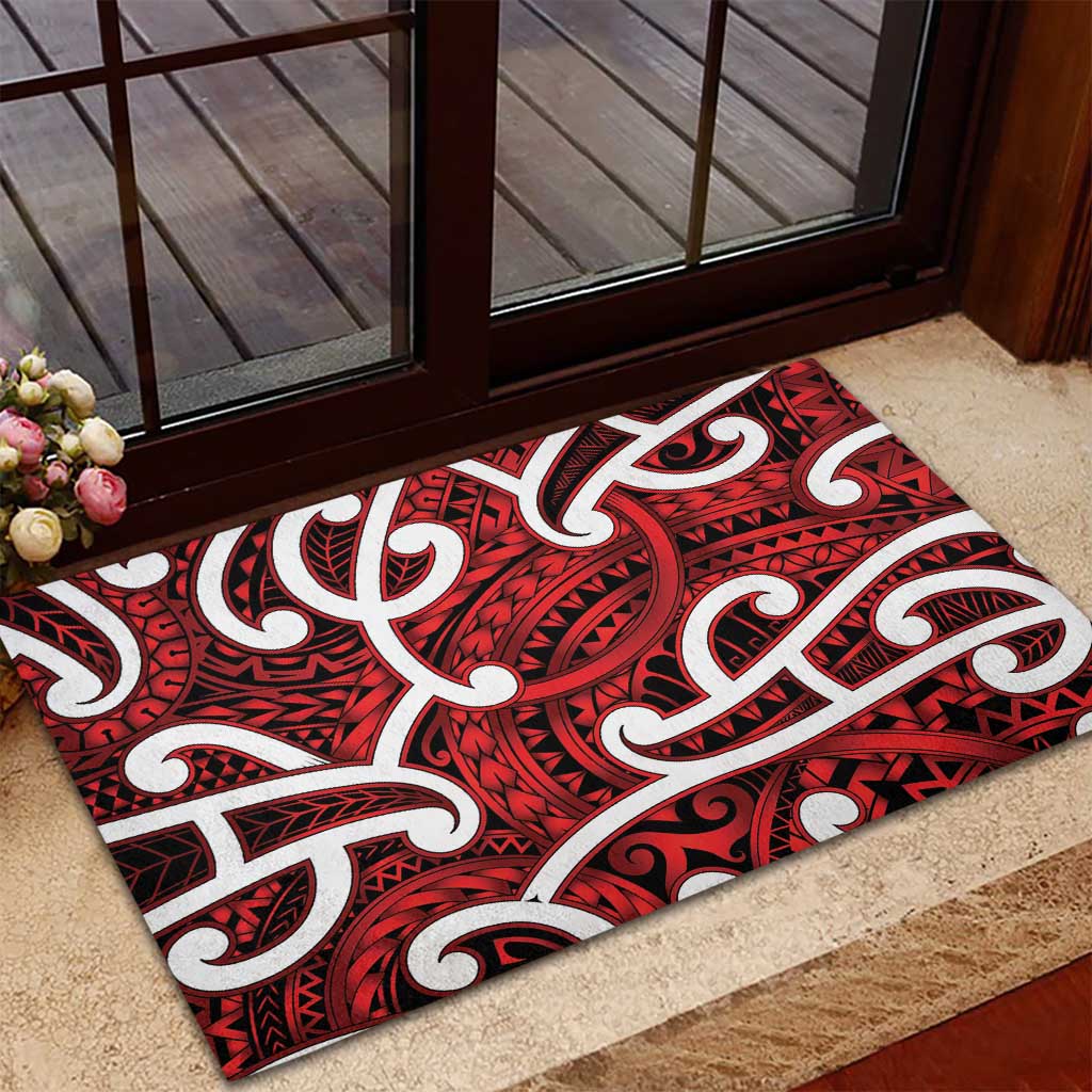 Aotearoa Maori Kowhaiwhai Rubber Doormat Whero Puhoro and Patiki