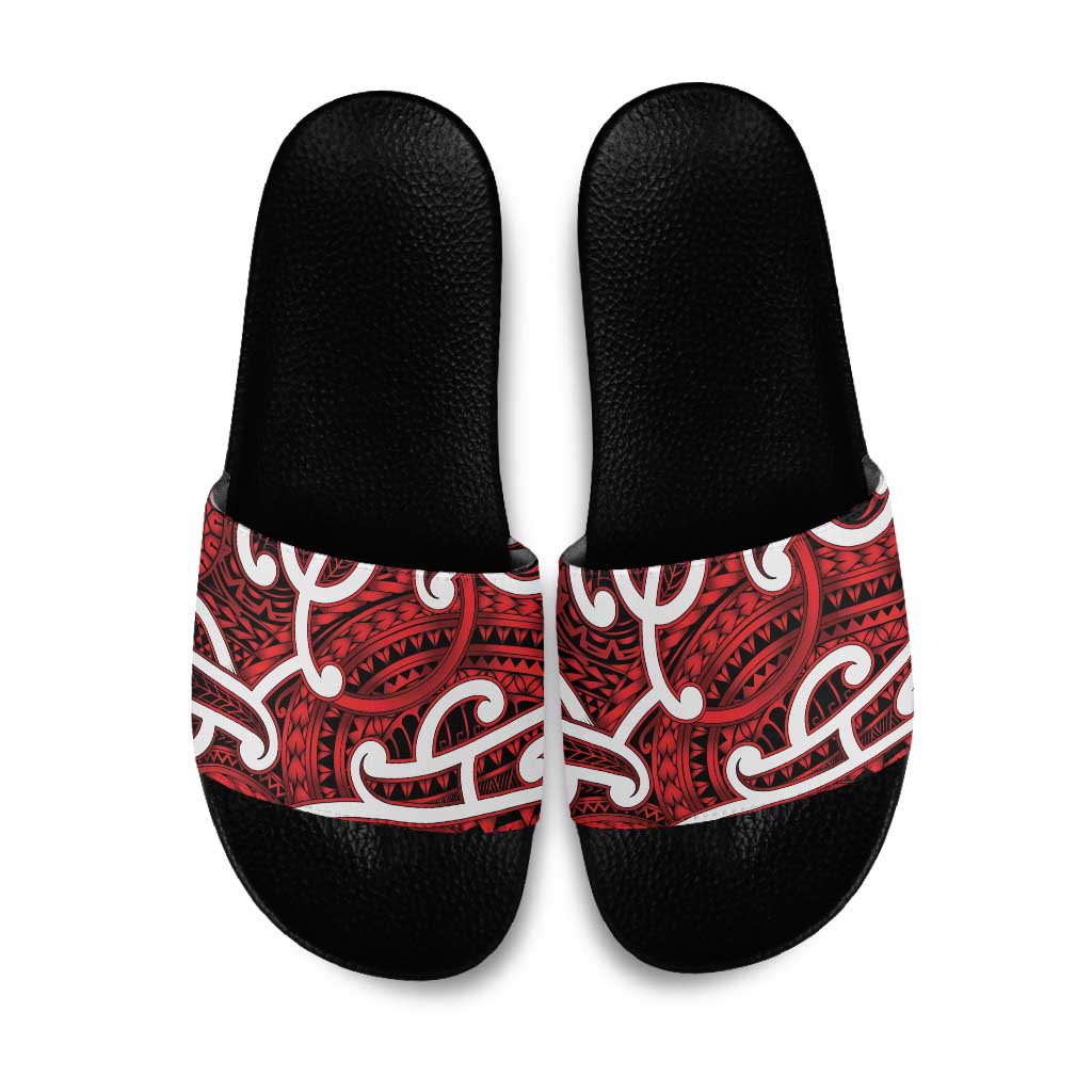 Aotearoa Maori Kowhaiwhai Slide Sandals Whero Puhoro and Patiki