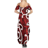 Aotearoa Maori Kowhaiwhai Summer Maxi Dress Whero Puhoro and Patiki