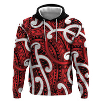 Aotearoa Maori Kowhaiwhai Zip Hoodie Whero Puhoro and Patiki