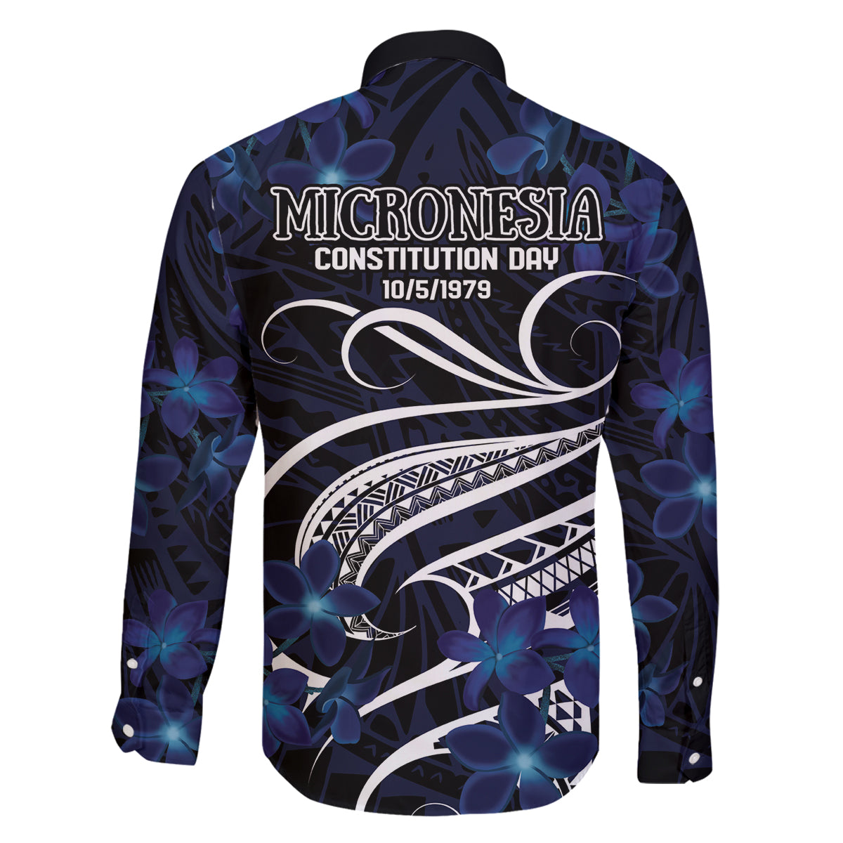 Micronesia Constitution Day Family Matching Tank Maxi Dress and Hawaiian Shirt Since 1979 with Polynesian Hibiscus Pattern