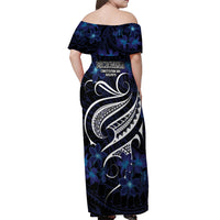 Micronesia Constitution Day Off Shoulder Maxi Dress Since 1979 with Polynesian Hibiscus Pattern