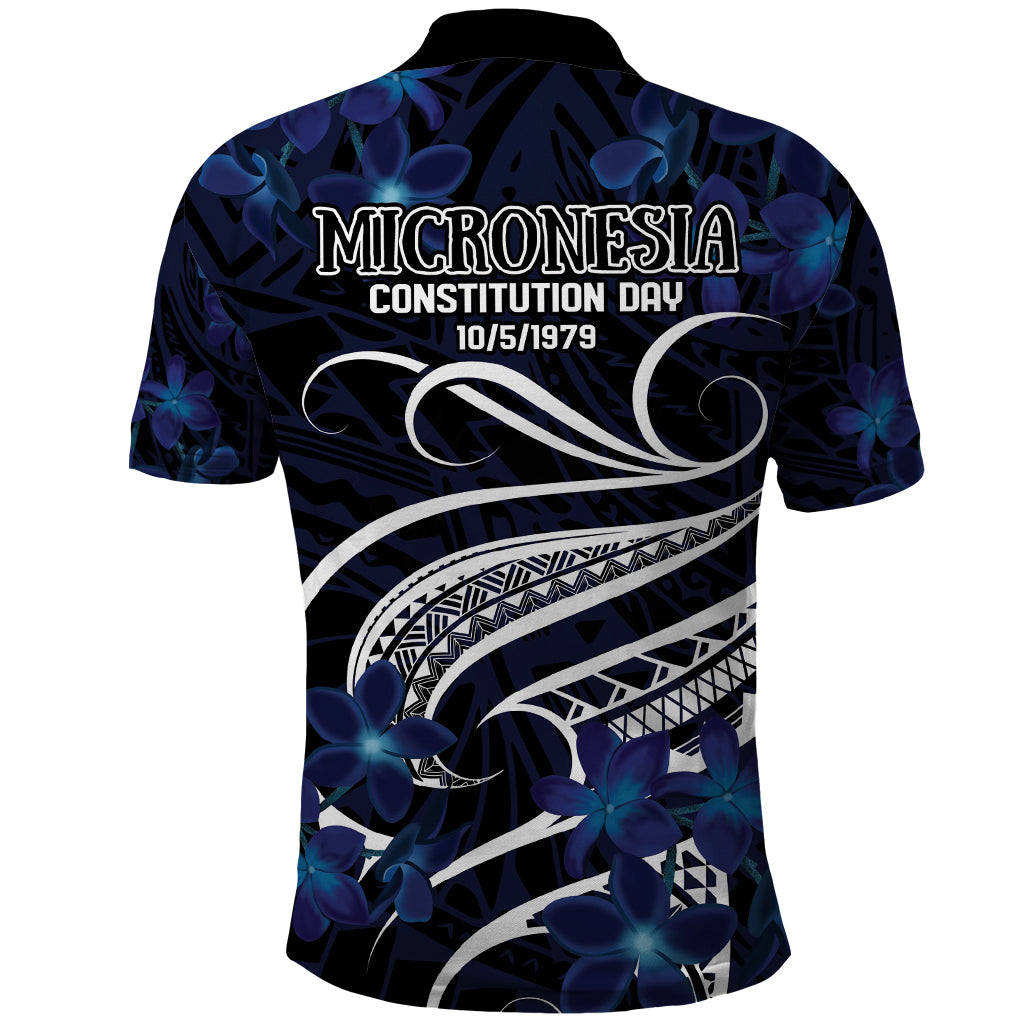 Micronesia Constitution Day Polo Shirt Since 1979 with Polynesian Hibiscus Pattern