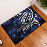 Micronesia Constitution Day Rubber Doormat Since 1979 with Polynesian Hibiscus Pattern