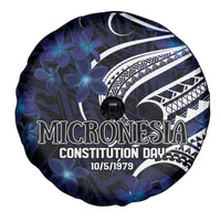 Micronesia Constitution Day Spare Tire Cover Since 1979 with Polynesian Hibiscus Pattern