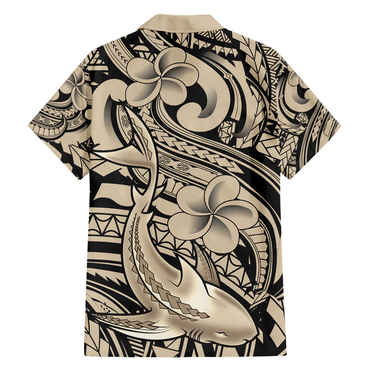 Polynesian Shark Tribal Tattoo Family Matching Long Sleeve Bodycon Dress and Hawaiian Shirt Beige Style LT9 - Polynesian Pride