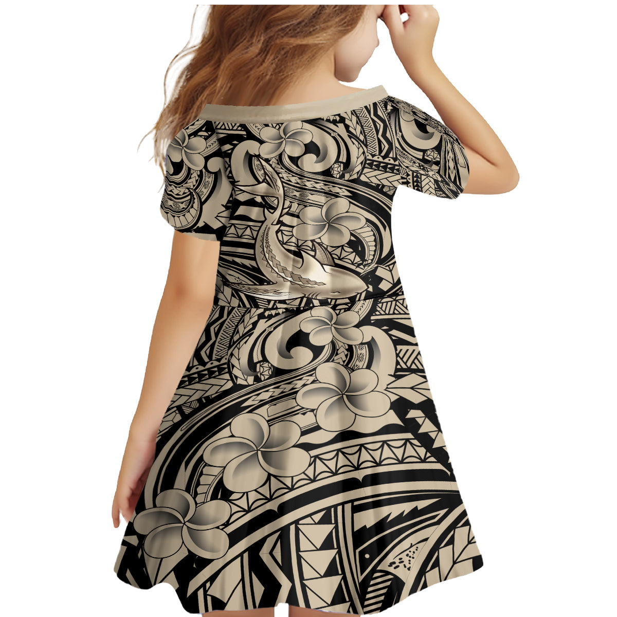 Polynesian Shark Tribal Tattoo Family Matching Mermaid Dress and Hawaiian Shirt Beige Style LT9 - Polynesian Pride