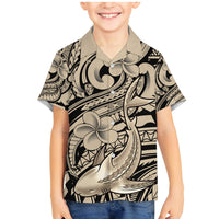 Polynesian Shark Tribal Tattoo Family Matching Mermaid Dress and Hawaiian Shirt Beige Style LT9 Son's Shirt Beige - Polynesian Pride