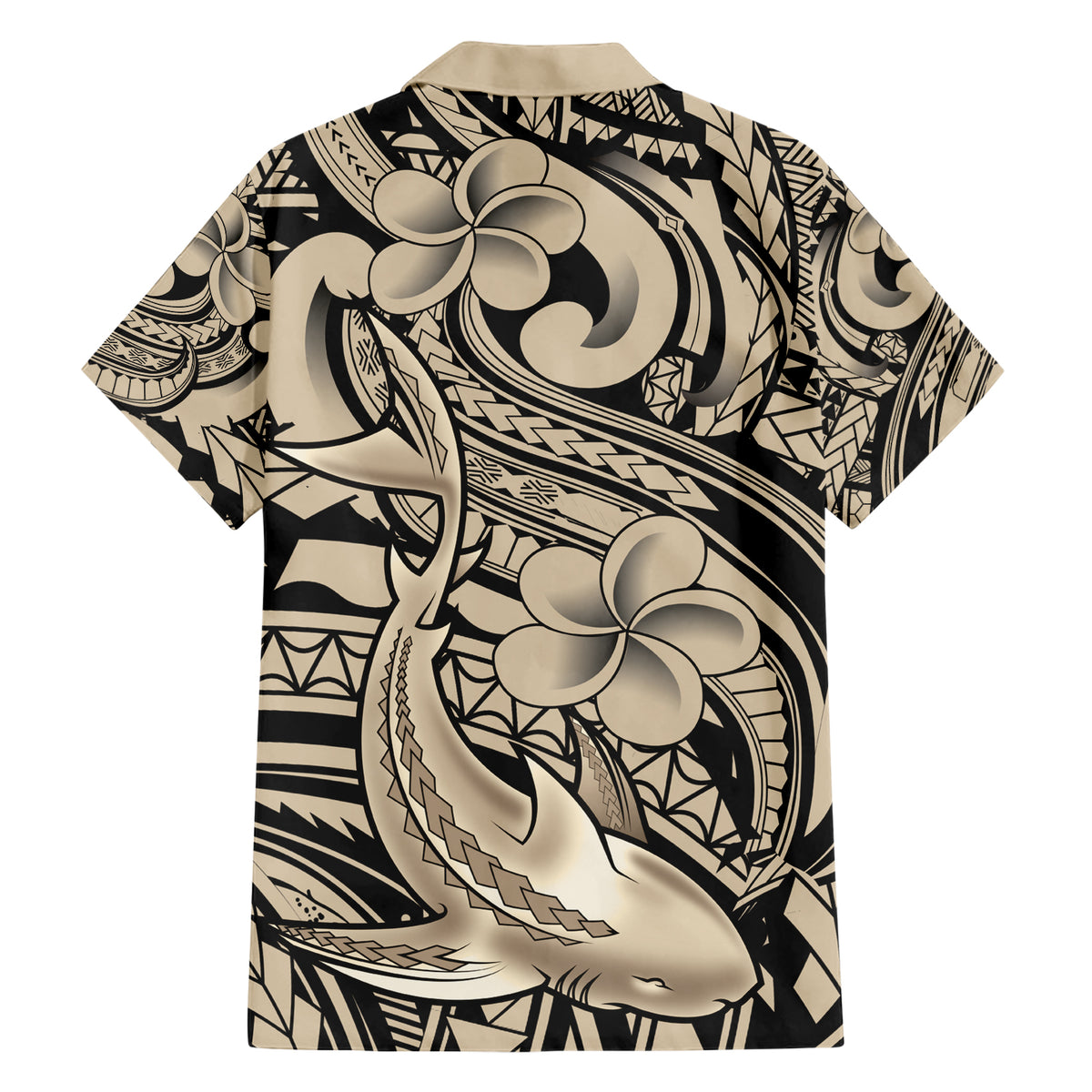 Polynesian Shark Tribal Tattoo Family Matching Short Sleeve Bodycon Dress and Hawaiian Shirt Beige Style LT9 - Polynesian Pride