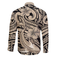 Polynesian Shark Tribal Tattoo Family Matching Short Sleeve Bodycon Dress and Hawaiian Shirt Beige Style LT9 - Polynesian Pride