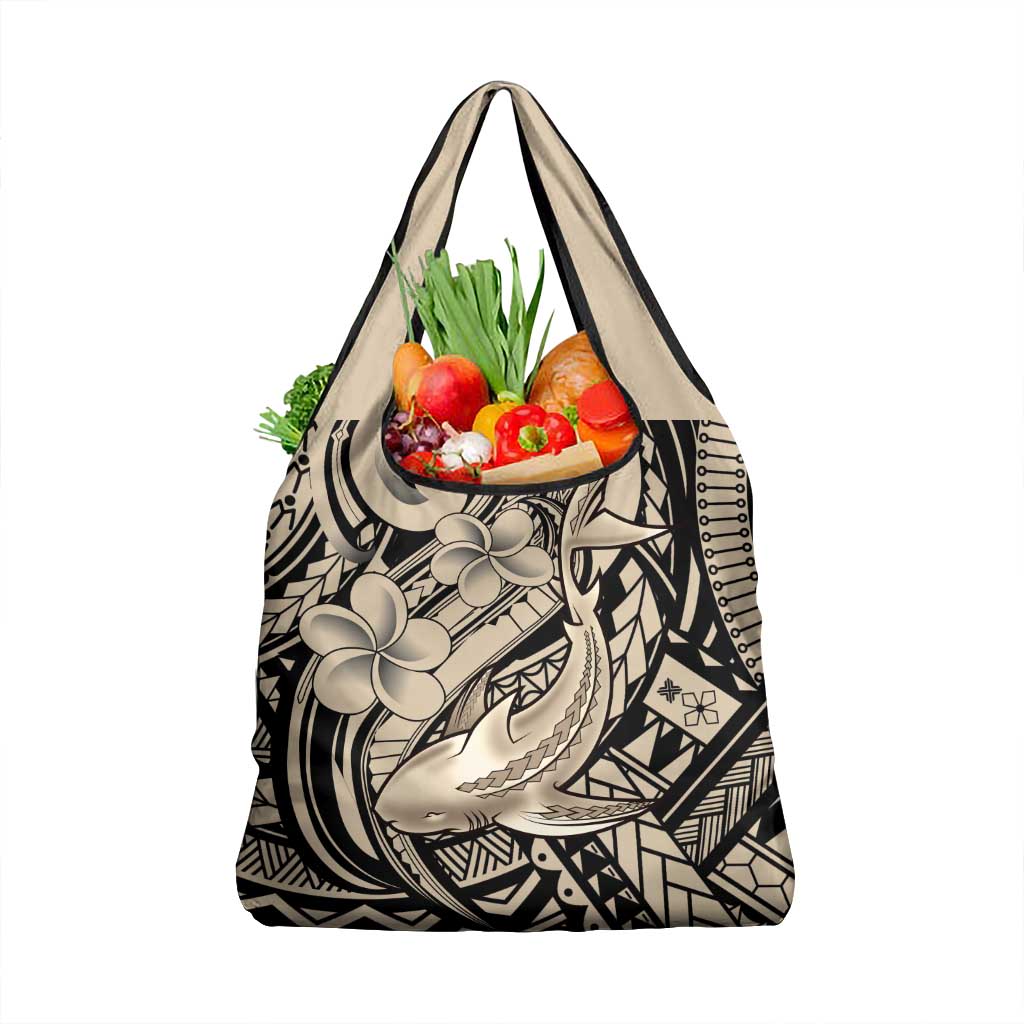 Polynesian Shark Tribal Tattoo Grocery Bag Beige Style LT9 1-pack One Size Beige - Polynesian Pride