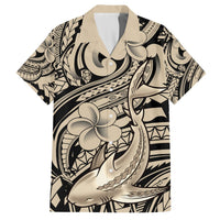 Polynesian Shark Tribal Tattoo Hawaiian Shirt Beige Style