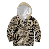 Polynesian Shark Tribal Tattoo Kid Hoodie Beige Style LT9 Zip Hoodie Beige - Polynesian Pride
