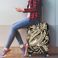 Polynesian Shark Tribal Tattoo Luggage Cover Beige Style