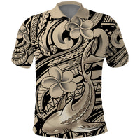 Polynesian Shark Tribal Tattoo Polo Shirt Beige Style