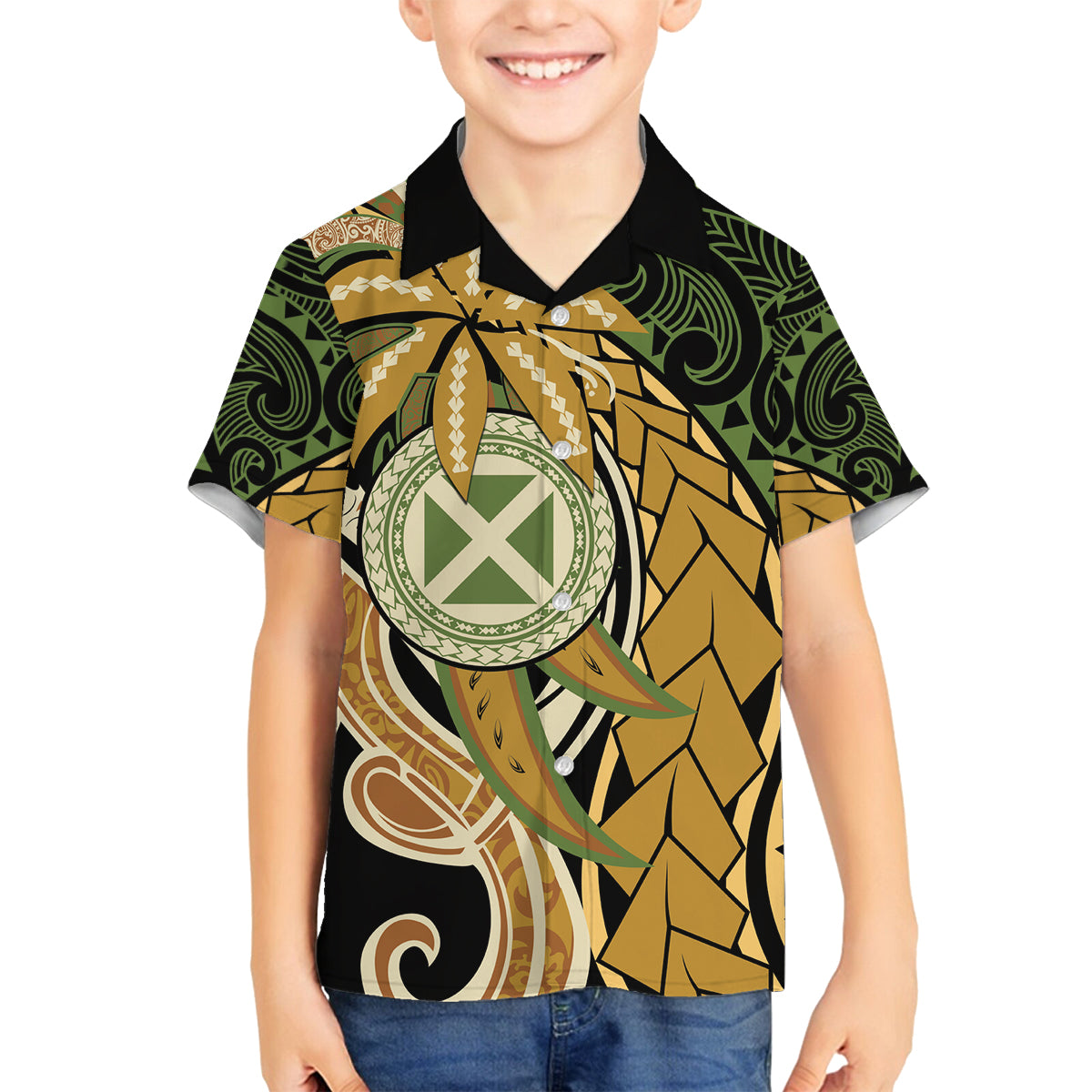 Wallis and Futuna Victory Day Family Matching Long Sleeve Bodycon Dress and Hawaiian Shirt Since 1945 with Polynesian Platinum Floral Tribal LT9 Son's Shirt Red - Polynesian Pride