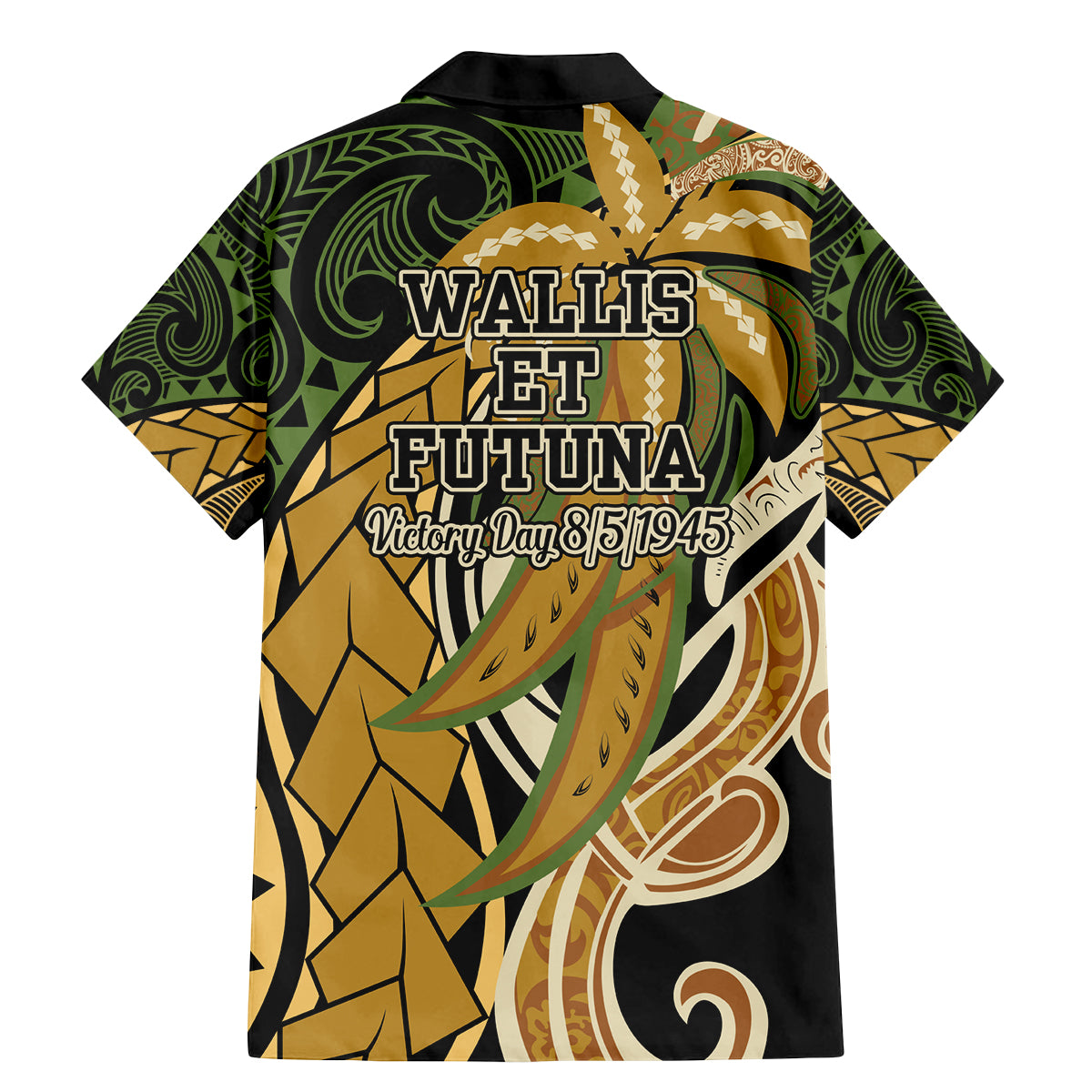 Wallis and Futuna Victory Day Family Matching Mermaid Dress and Hawaiian Shirt Since 1945 with Polynesian Platinum Floral Tribal LT9 - Polynesian Pride