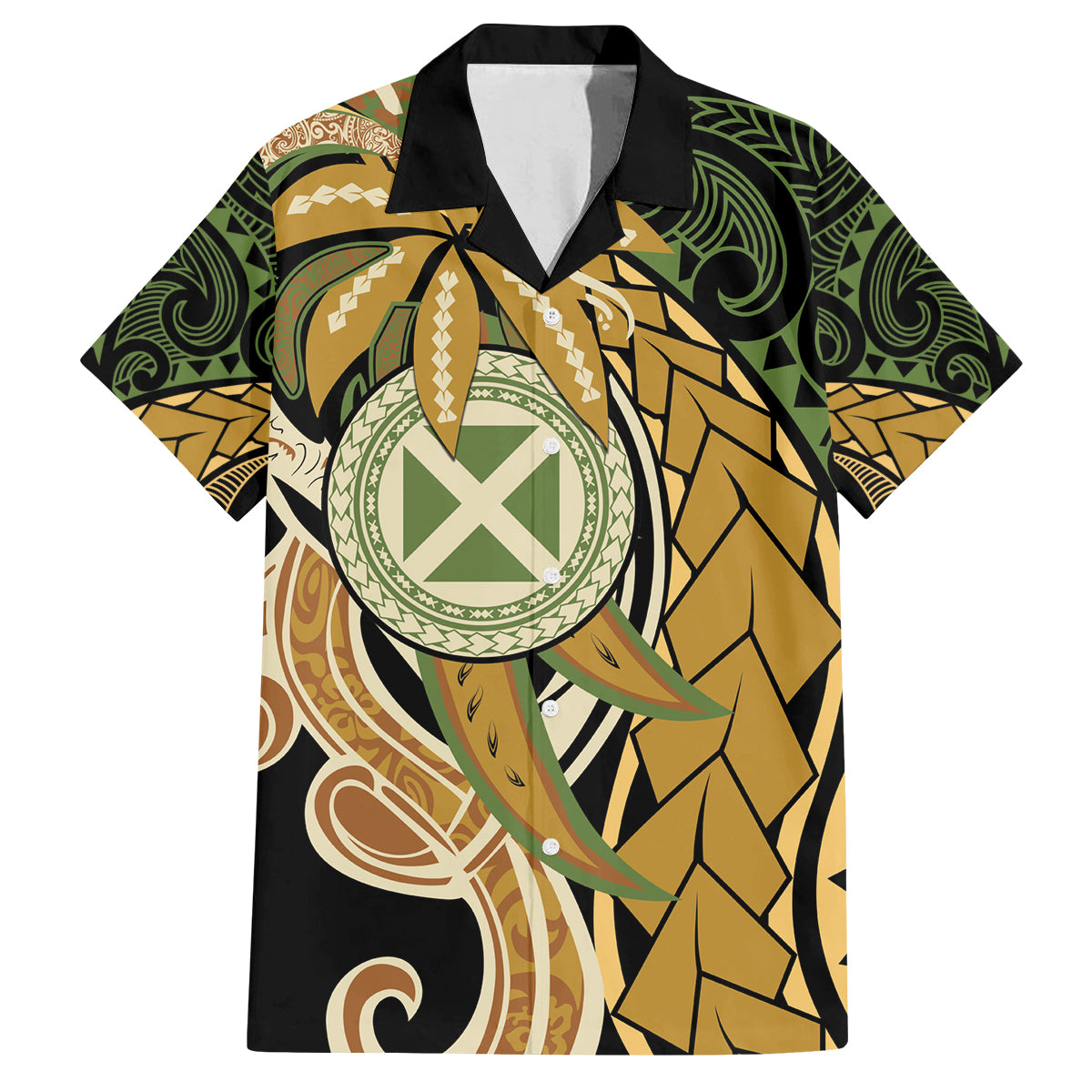 Wallis and Futuna Victory Day Family Matching Off The Shoulder Long Sleeve Dress and Hawaiian Shirt Since 1945 with Polynesian Platinum Floral Tribal LT9 Dad's Shirt - Short Sleeve Red - Polynesian Pride