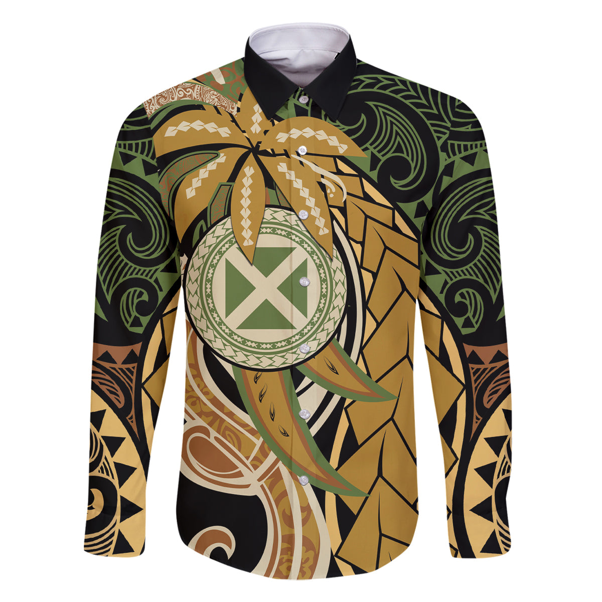Wallis and Futuna Victory Day Family Matching Off Shoulder Maxi Dress and Hawaiian Shirt Since 1945 with Polynesian Platinum Floral Tribal LT9 Dad's Shirt - Long Sleeve Red - Polynesian Pride